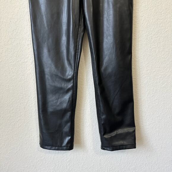ABERCROMBIE & FITCH The 90s Straight Pants Black Vegan Leather Moto - Picture 4 of 13